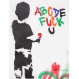 Sam Maslanka aka Vandal, "ABCDE....", spray paint on canvas, stencilled signature and numbered 1/1