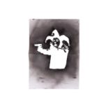 Banksy, (British 1974-), Gun Clown, stencil, signed mid left, 63.5cm x 45cm, folded and unframed,