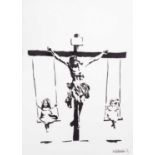 Sam Maslanka aka Vandal, Crucifixion, screen print, signed and numbered 1/3 lower right, 59cm x