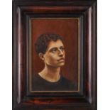 Sarah Spencer (b.1965), 'Portrait of Chris', oil on board, 31.5 cm x 21 cm in a wooden frame.Private