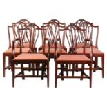 A set of eight late 19th century Hepplewhite style mahogany dining chairs, by Wylie & Lochhead of
