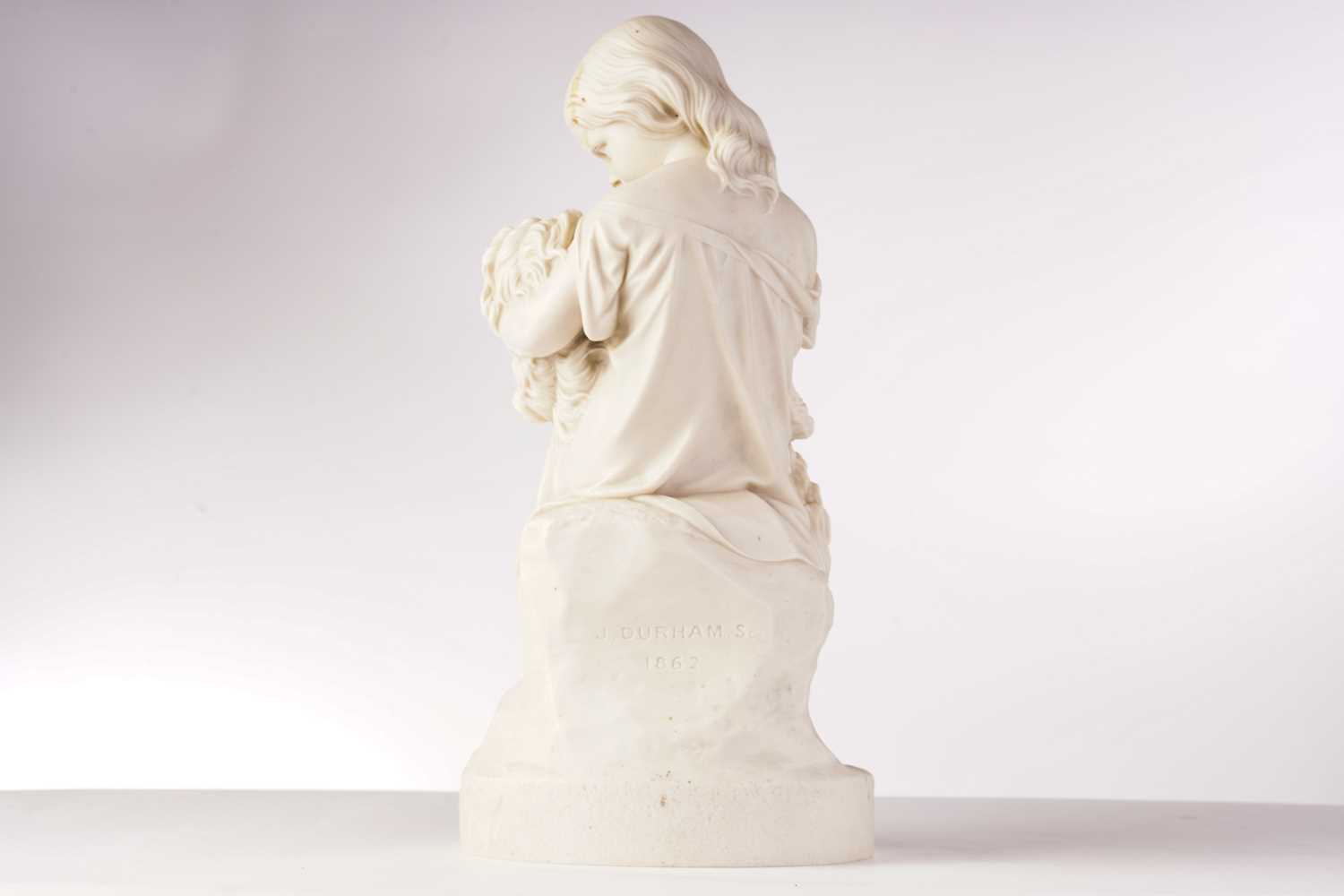 After J. Durham 1862, a Parian ware figure of a child with a dog, inscribed 'Go to Sleep'and Art - Image 3 of 11