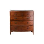 A George IV mahogany caddy topped bow-fronted chest of two short over three long drawers,