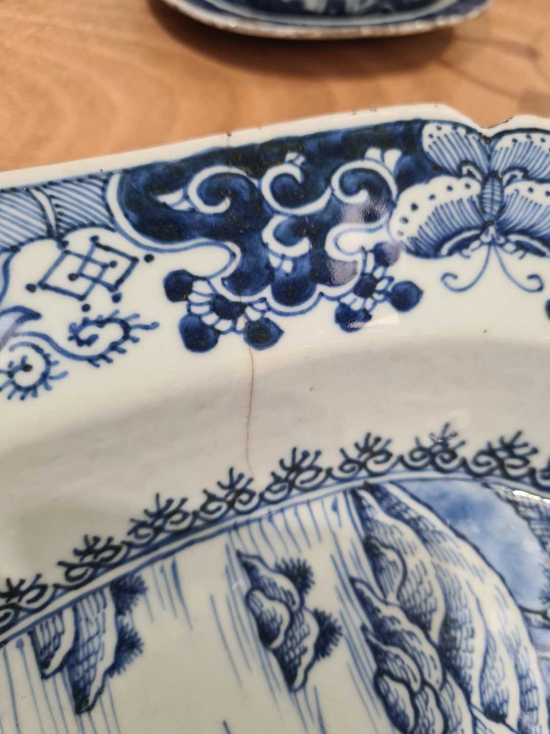 A group of Chinese blue & white export porcelain, all with landscape decoration, comprising two oval - Image 6 of 20