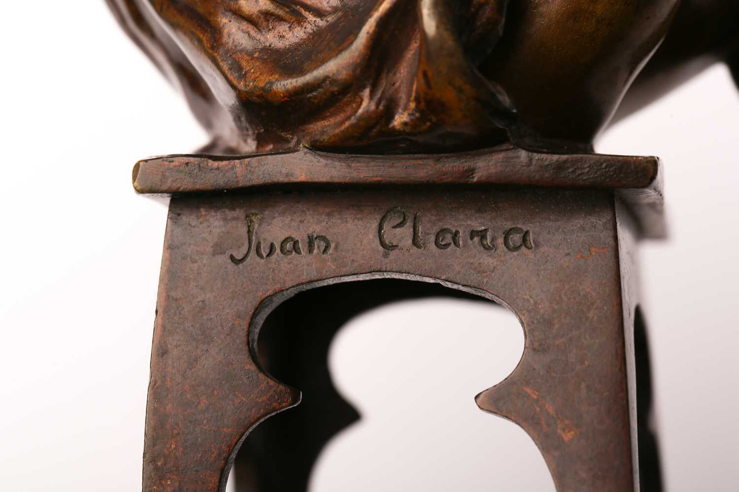 After Juan Clara, a bronze figure of a girl seated on a stool putting on a shoe, signed and numbered - Image 5 of 11