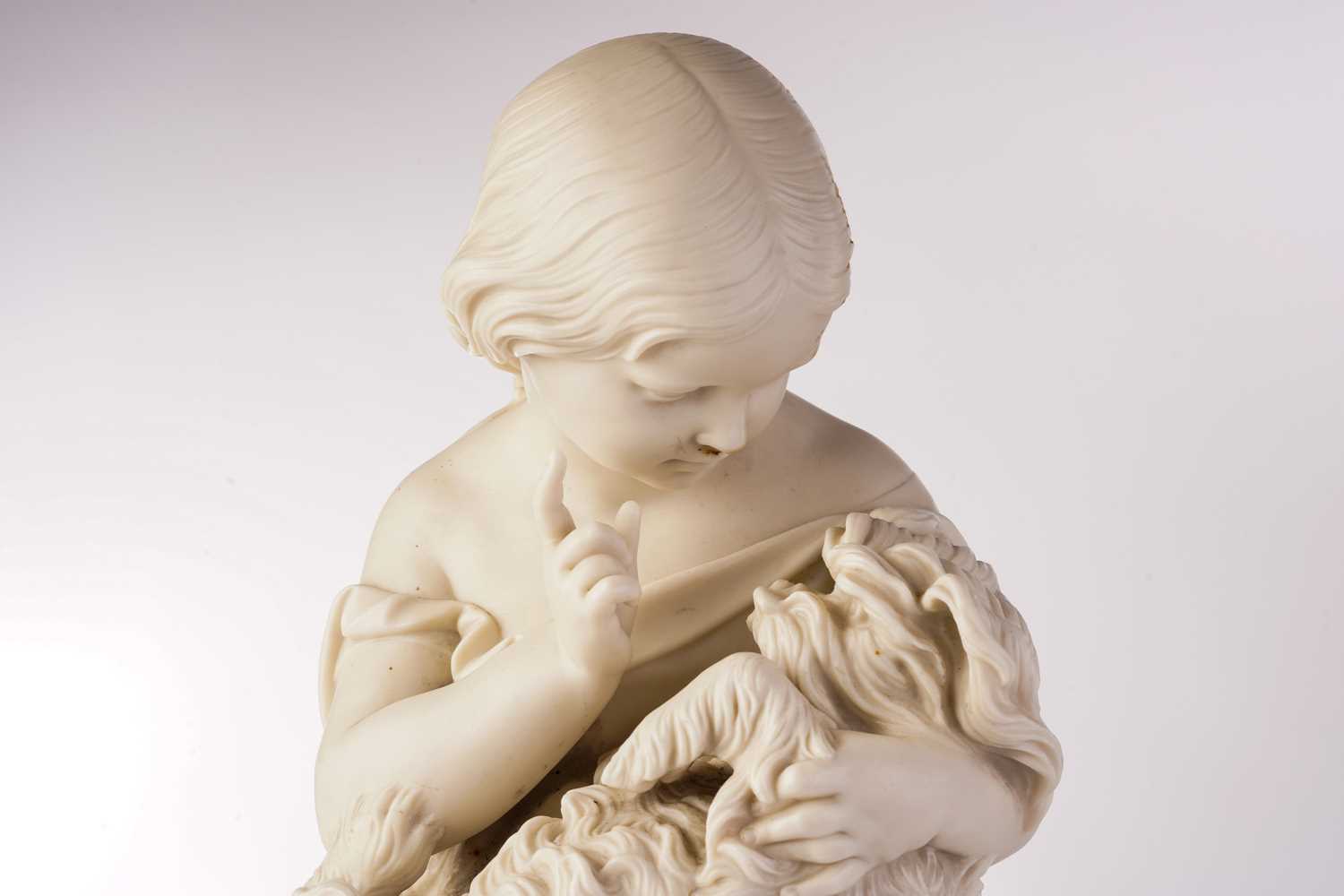 After J. Durham 1862, a Parian ware figure of a child with a dog, inscribed 'Go to Sleep'and Art - Image 2 of 11