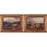 William Watson Jnr. (1831 - 1921), Sheep and Cattle by riverbanks, a pair, signed and dated 1889,