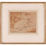 George Morland (1763-1804), 'A Cow Recumbent', watercolour on paper, initialled to lower left