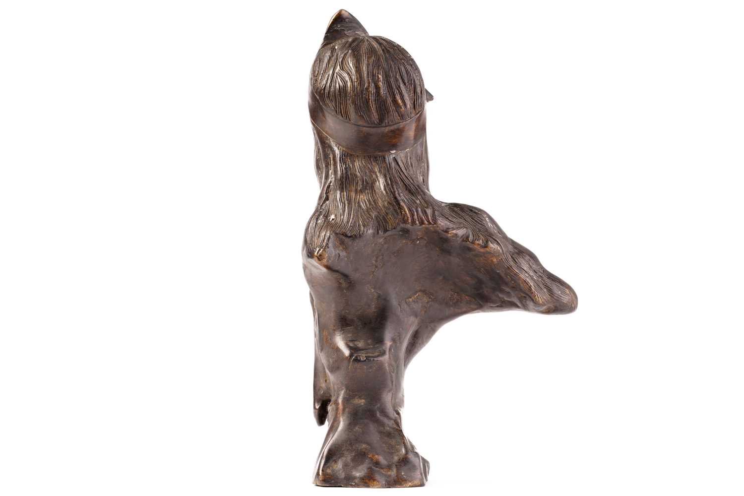 A French Art Nouvueau bronze bust, inscribed 'Bohemienne', unsigned, 26 cm high - Image 4 of 7