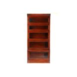 A five-section mahogany Globe Wernicke style modular bookcase, probably 20th century, each section
