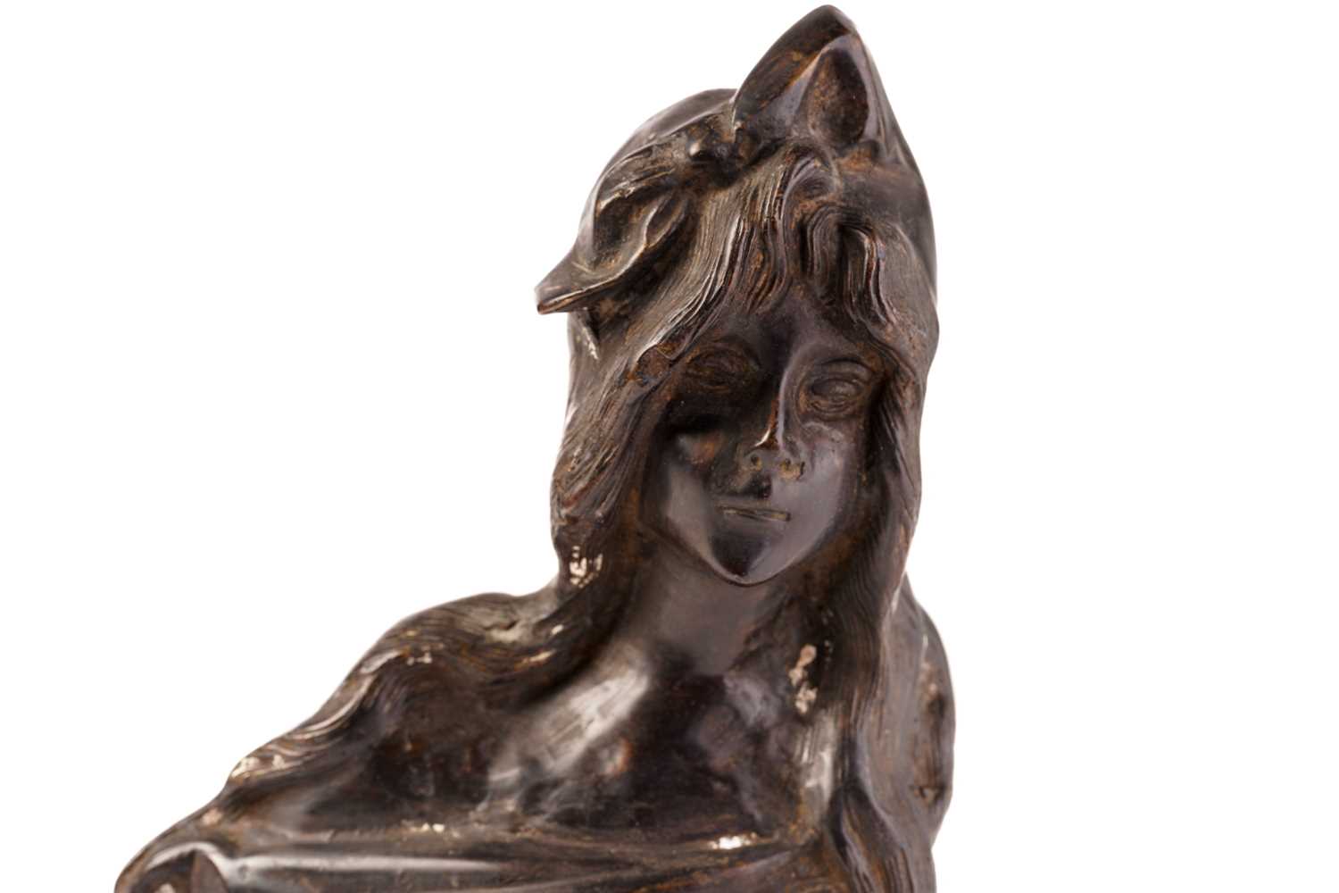 A French Art Nouvueau bronze bust, inscribed 'Bohemienne', unsigned, 26 cm high - Image 2 of 7