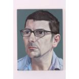 James Hague (b.1970), Portrait of Chris, oil on board, 30.5 cm x 23 cm, unframed.