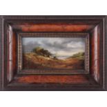 Follower of John Constable, landscape, 19th century oil on panel, 11.5 cm x 22 cm in a walnut