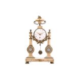 A 19th century French white marble and gilt-metal timepiece clock, with vase finial over an