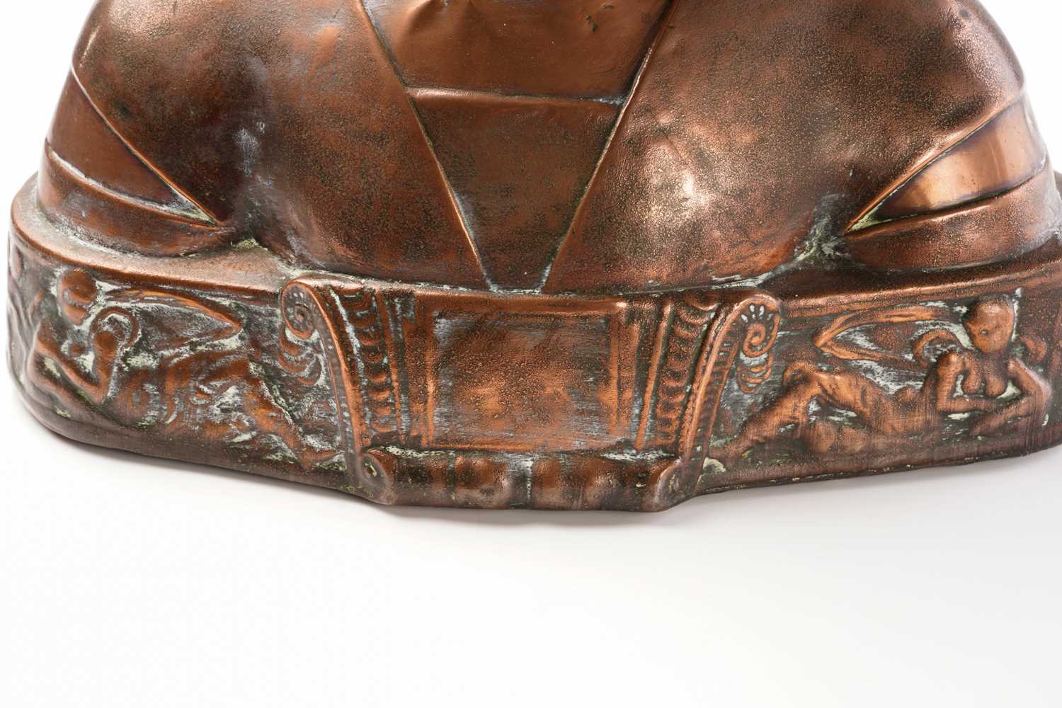 Early 20th century copper covered bust of a lady, with reclining figures to the base, unsigned, 46 - Image 5 of 6