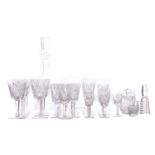 A part suite of Waterford Lismore pattern crystal drinking glasses, comprising eight white wine,