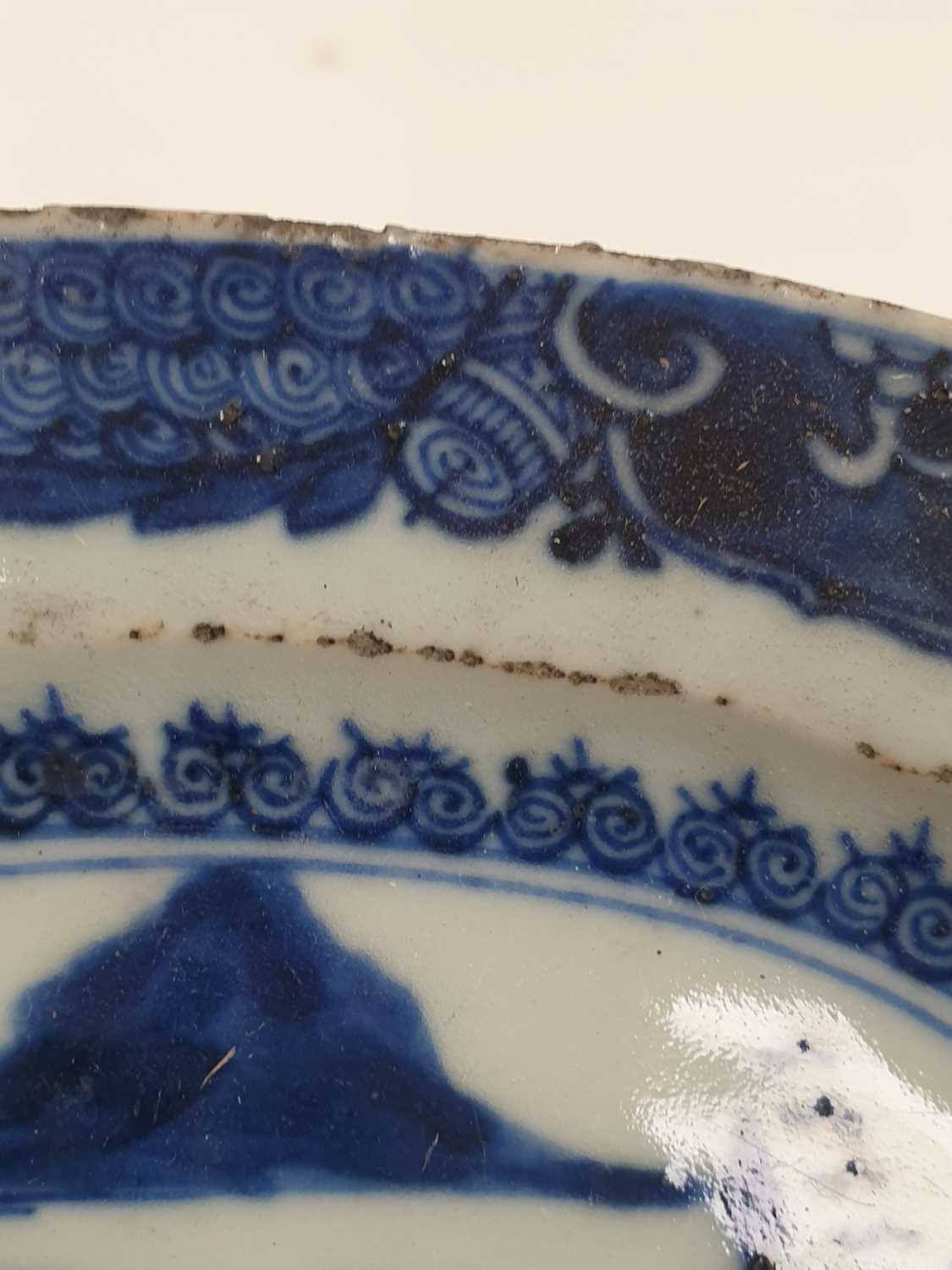 A group of Chinese blue & white export porcelain, all with landscape decoration, comprising two oval - Image 13 of 20