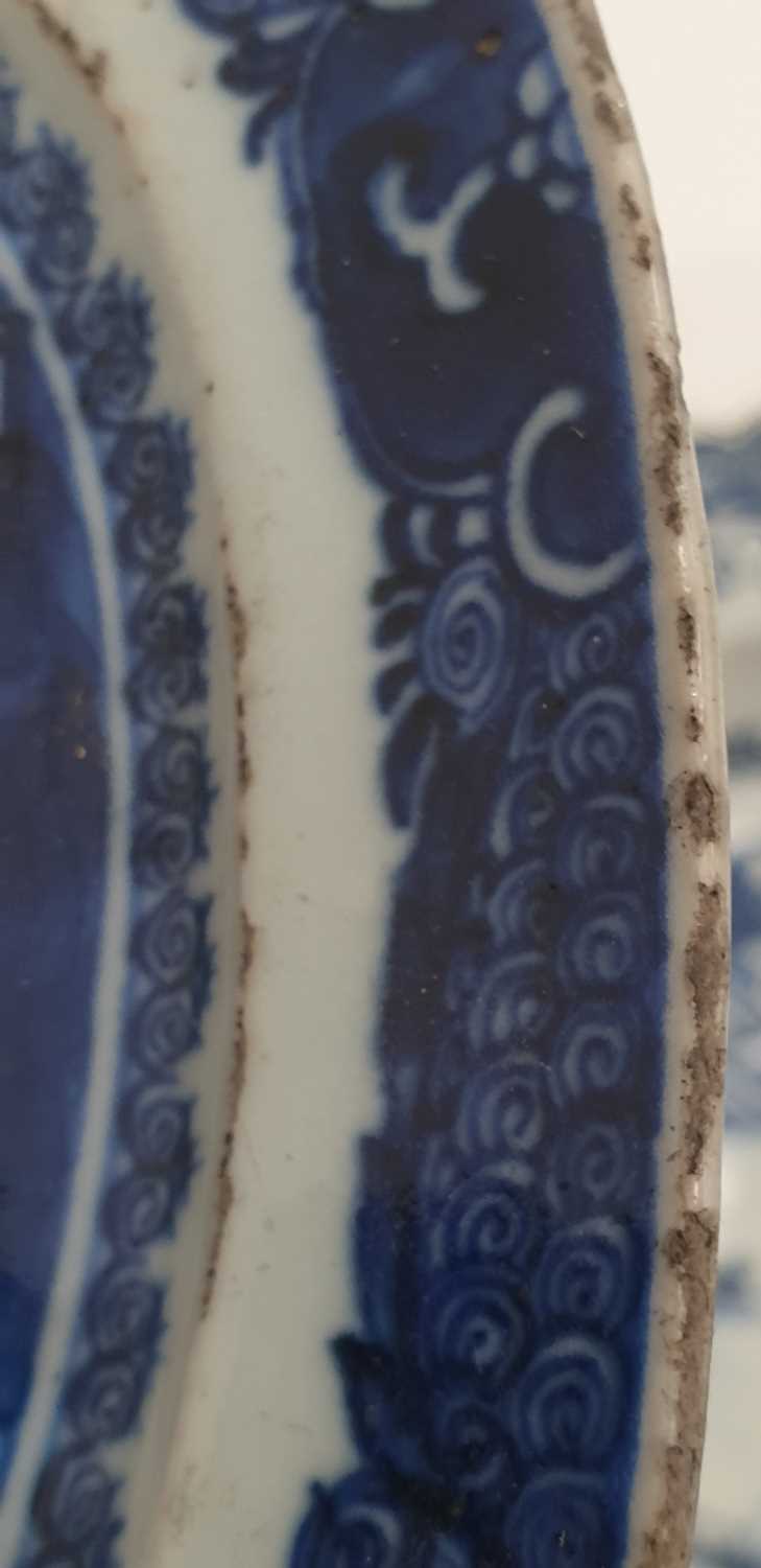 A group of Chinese blue & white export porcelain, all with landscape decoration, comprising two oval - Image 9 of 20