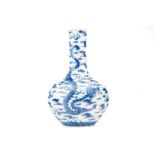A Chinese blue & white dragon vase, Tianqiuping, painted with two opposing dragons facing a