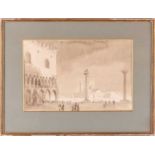 Attributed to Edward Seago (1910-1974), Doge's Palace Venice, pencil and watercolour, inscribed