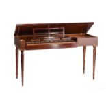 Johannes Morley: A mahogany-cased clavichord with a hinged cover the movement lined in sycamore