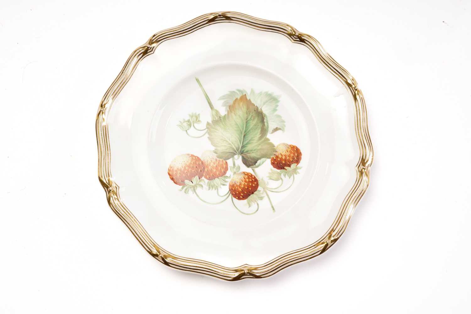 A Davenport part fruit set, each hand painted with fruit, comprising twelve pie-crust edge plates 24 - Bild 5 aus 11