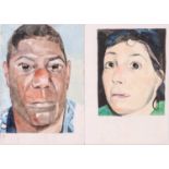 James Hague (b.1970), two unfinished works, portraits, the largest 23 cm x 17.5 cm, unframed.Qty: 2