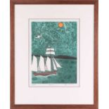 Julian Trevelyan (1910-1988), 'Schooner', 1981, limited edition signed etching and aquatint,