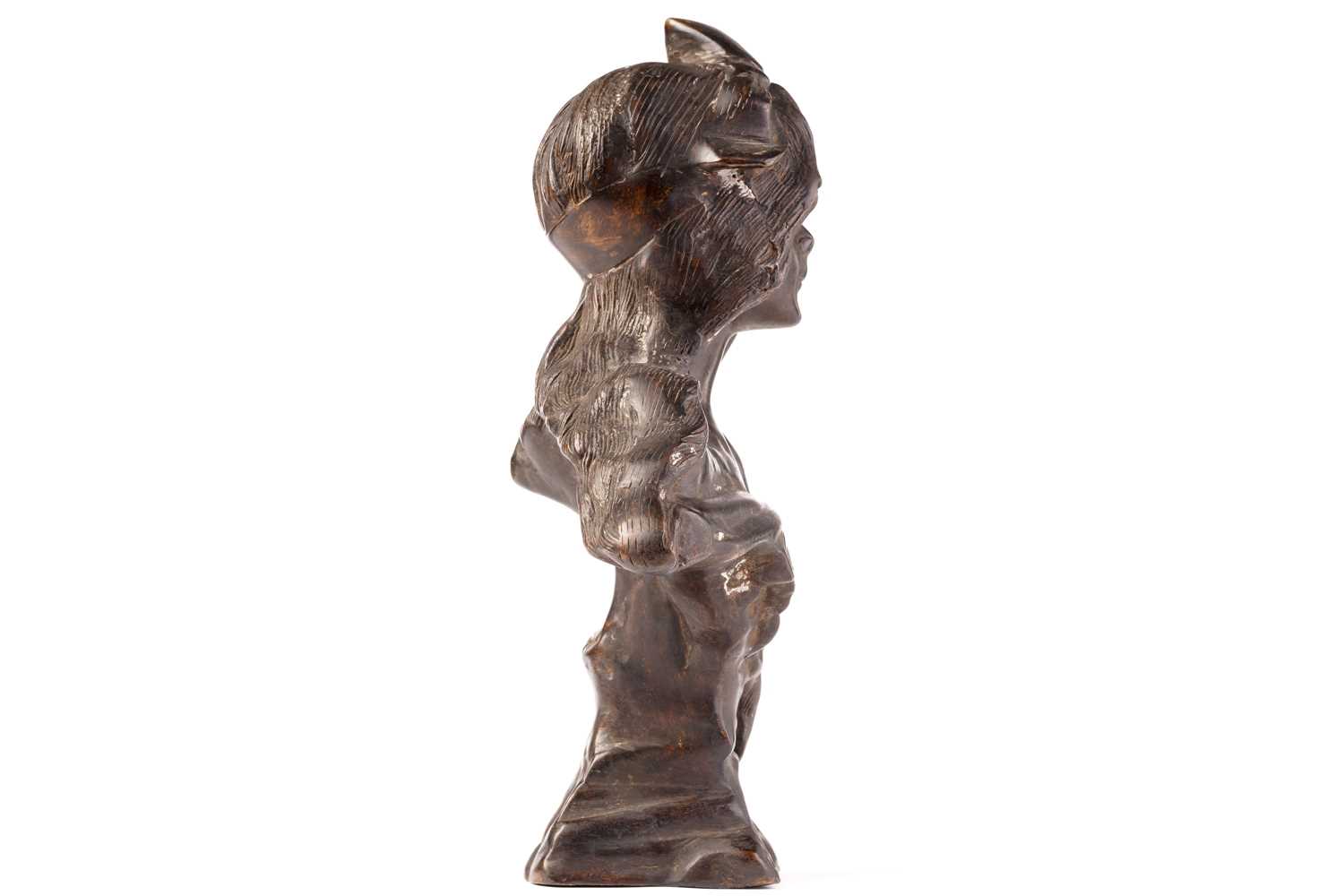 A French Art Nouvueau bronze bust, inscribed 'Bohemienne', unsigned, 26 cm high - Image 6 of 7