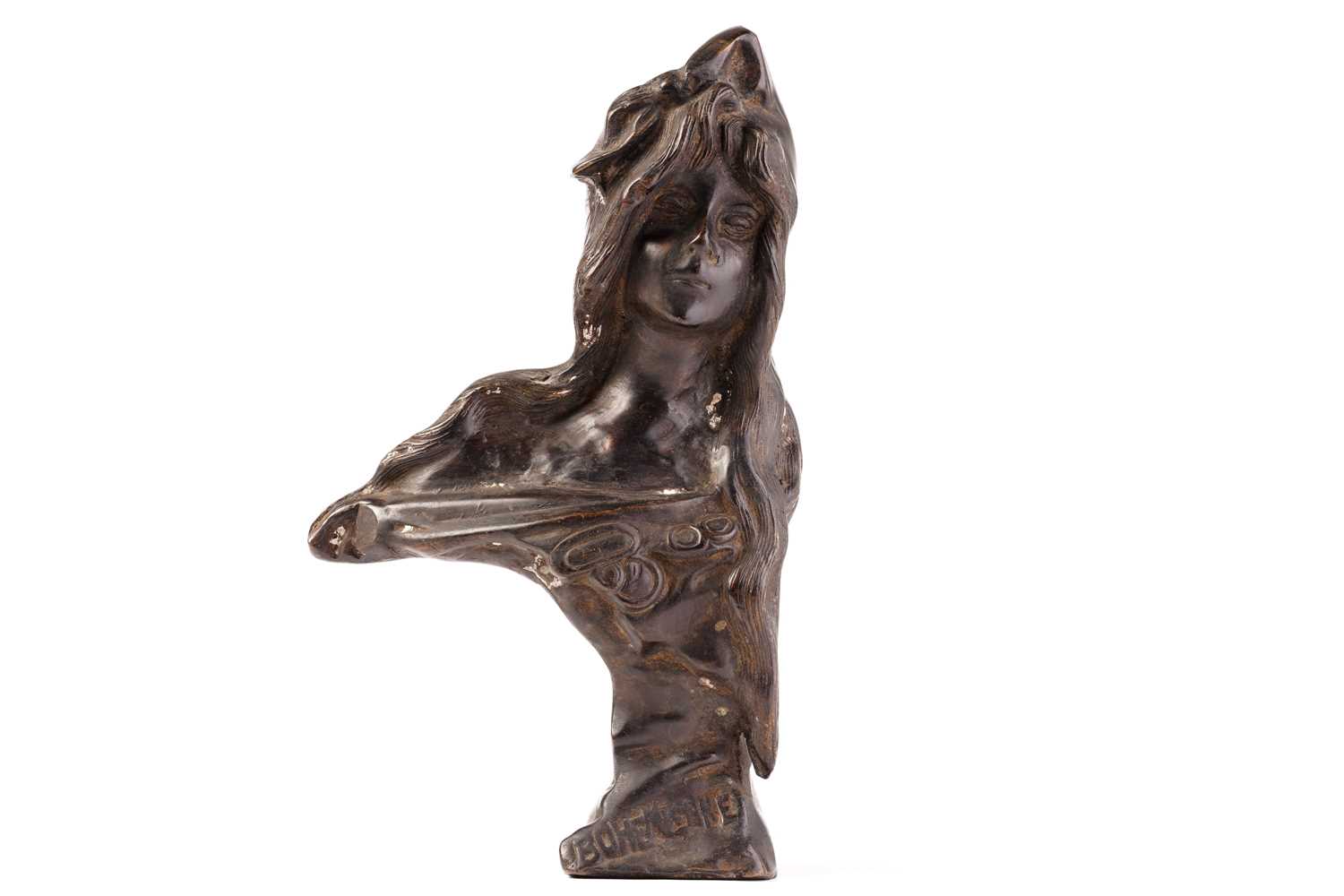 A French Art Nouvueau bronze bust, inscribed 'Bohemienne', unsigned, 26 cm high