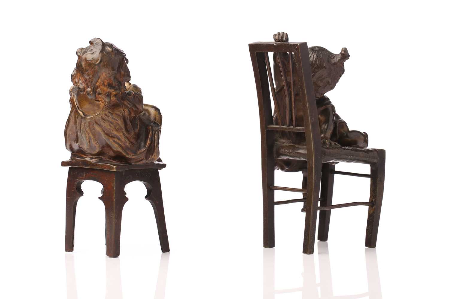 After Juan Clara, a bronze figure of a girl seated on a stool putting on a shoe, signed and numbered - Image 3 of 11