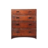 A scarce Ambrose Heal Spanish sweet chestnut caddy topped a chest of four long graduated drawers,