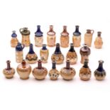 Twenty one Doulton stoneware miniature vases and flagons, largest 9cm high