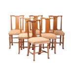 Richard Norman Shaw, a set of six oak Tabard Inn side chairs, late 19th century, with angular