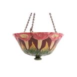 A late 19th century majolica hanging basket, probably by Minton (but unmarked), with repeating