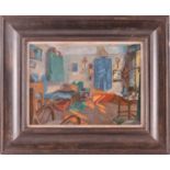 Early 20th century Continental school, (Sauter?), interior scene, oil on board, dated 1919 verso, 23