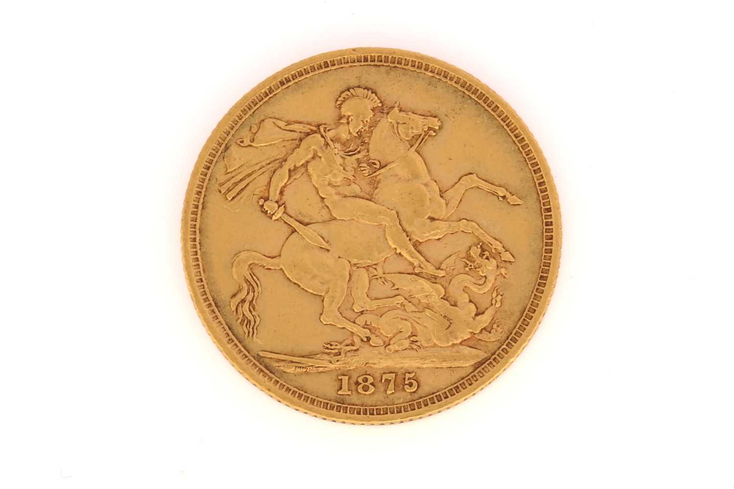 A Victorian full sovereign, 1875, 7.9grams.