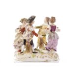 A Meissen figure group of four dancing children, incised 2428 impressed 76, cross swords mark, 15 cm