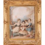 James Green (1771-1834), Portrait of four children under a garden pergola, purported to be Lucy