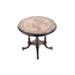 A Victorian gilt metal mounted circular specimen marble centre table, late 19th century, the top