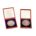 Two large Queen Victoria Diamond Jubilee medallions, 1837 - 1897, 56mm dia, in original presentation