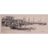 James Abbot McNeill Whistler (1834 - 1903), Thames Warehouses, Kennedy 38 ii, etching, signed &