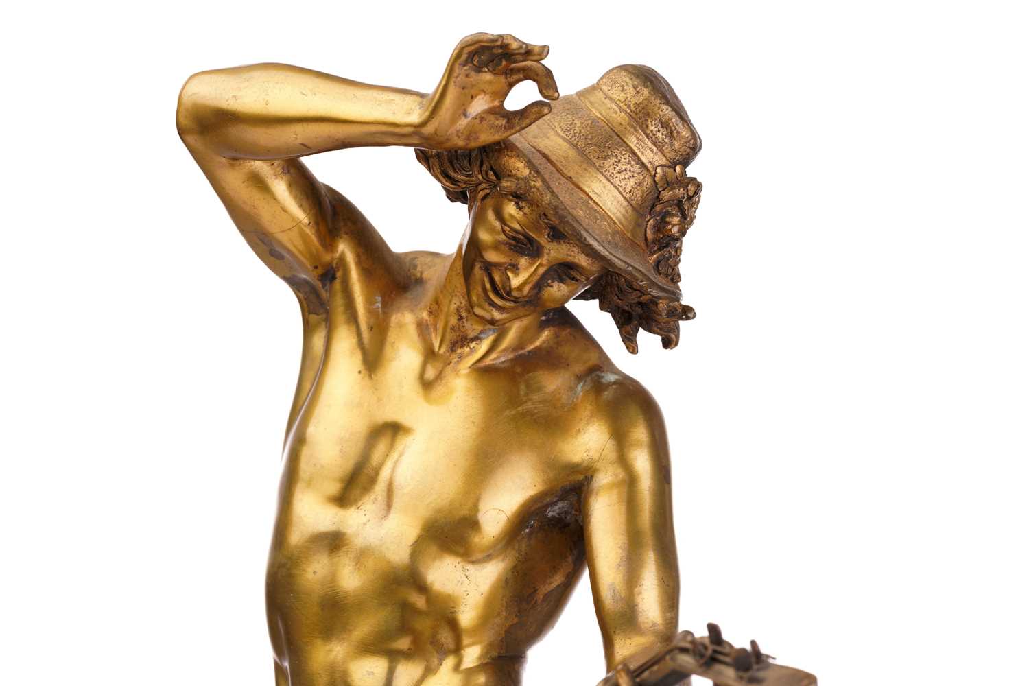 Albert Ernest Carrier-Belleuse (1824 - 1887), a pair of gilt bronze figures of Neapolitan musicians, - Image 6 of 11