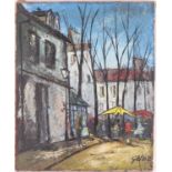 Jean-Louis Getaz (1931 - 2002), French market square, signed, oil on canvas, unframed, 55 x 46 cm