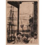 James Abbot McNeill Whistler (1834 - 1903), Rotherhithe, original etching, signed & dated within the