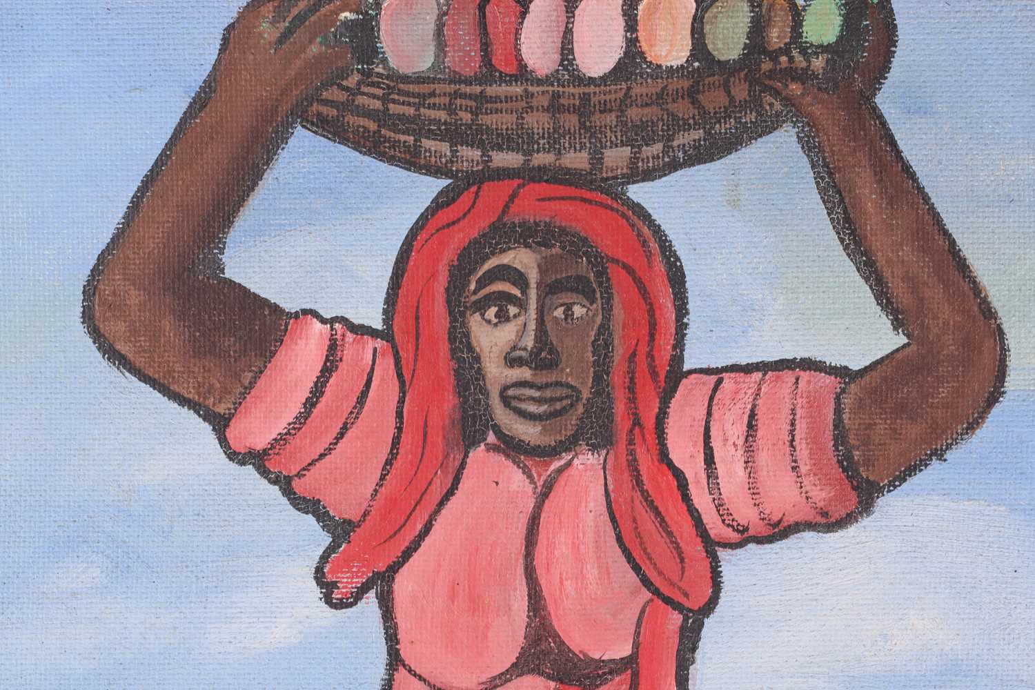 Mallica Reynolds (Kapo) (1911-1989) Jamaican, Lady carrying a basket of fruit on her head, signed - Image 5 of 5