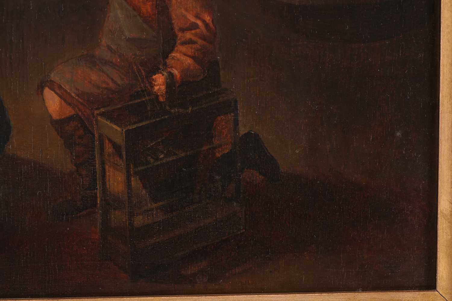Pieter Van Slingelandt (1640-1691) Dutch, interior scene of a lace worker and boy, oil on oak panel, - Image 7 of 10