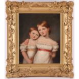 Early 19th British School, Half-length portrait of two children, oil on relined canvas, 31 cm x 27