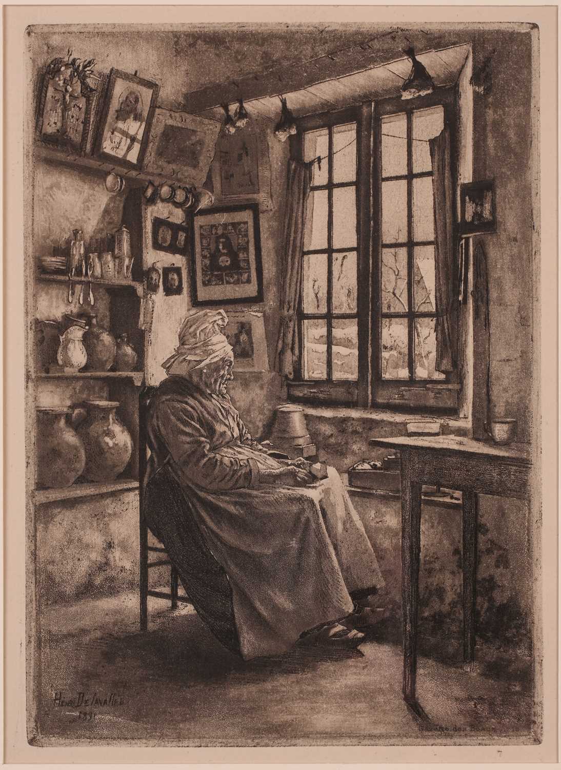 Jules Henri Delavallee (1862 – 1943) Angelique a la Fenetre, soft ground etching & aquatint, circa - Image 3 of 6