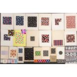 A folio containing a collection of unframed fabric designs (approx. 30), mixed media, early 20th